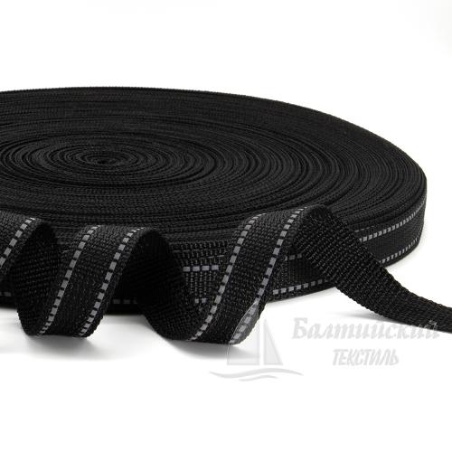 Тесьма стропольная 25мм черный с СВ-нитью