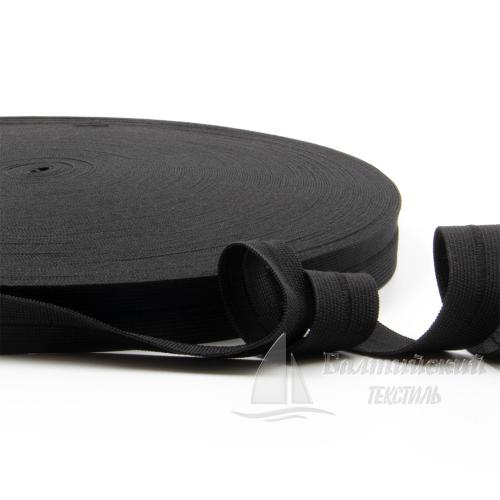 Лента окантовочная эластичная 22мм черная (уп.100м) Лента окантовочная эластичная 22мм черная (уп.100м)